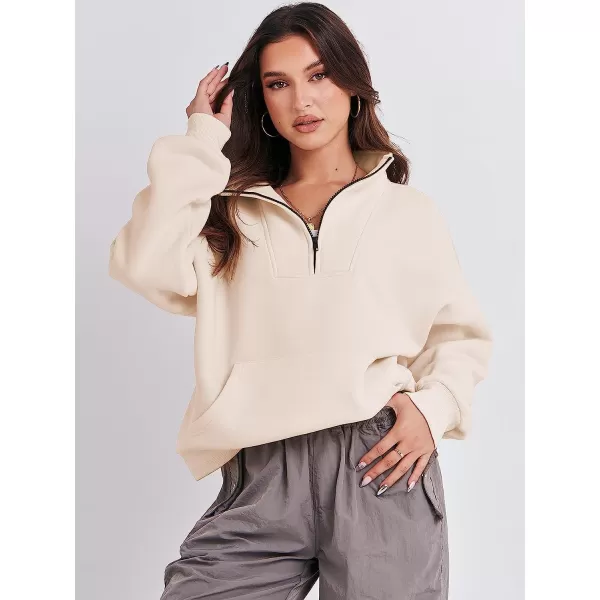 imageANRABESS Womens Sweatshirts Long Sleeve Oversized Fleece Half Zip Crop Hoodies Teen Girls Y2K Fall PulloverAlmond Apricot