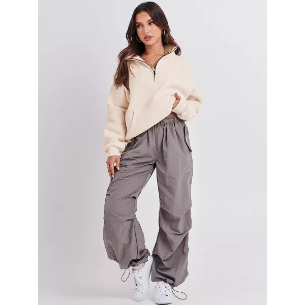 imageANRABESS Womens Sweatshirts Long Sleeve Oversized Fleece Half Zip Crop Hoodies Teen Girls Y2K Fall PulloverAlmond Apricot