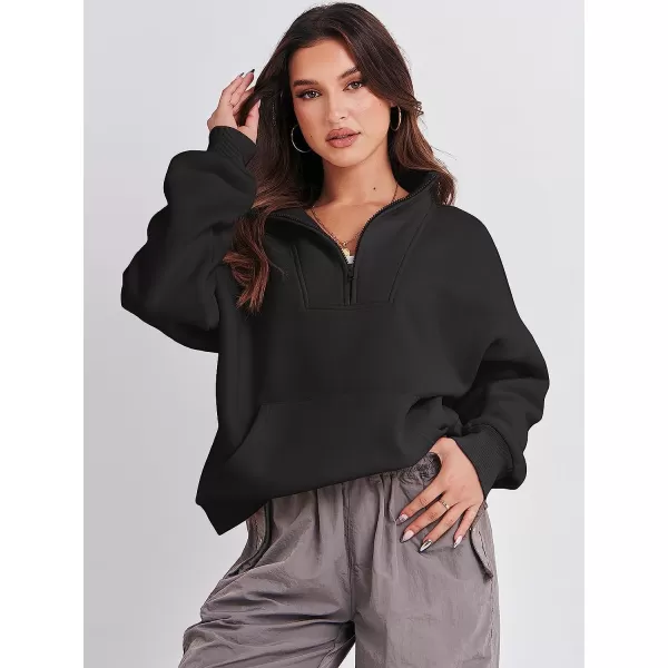imageANRABESS Womens Sweatshirts Long Sleeve Oversized Fleece Half Zip Crop Hoodies Teen Girls Y2K Fall PulloverBlack