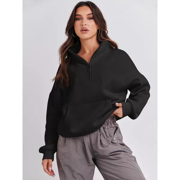 imageANRABESS Womens Sweatshirts Long Sleeve Oversized Fleece Half Zip Crop Hoodies Teen Girls Y2K Fall PulloverBlack