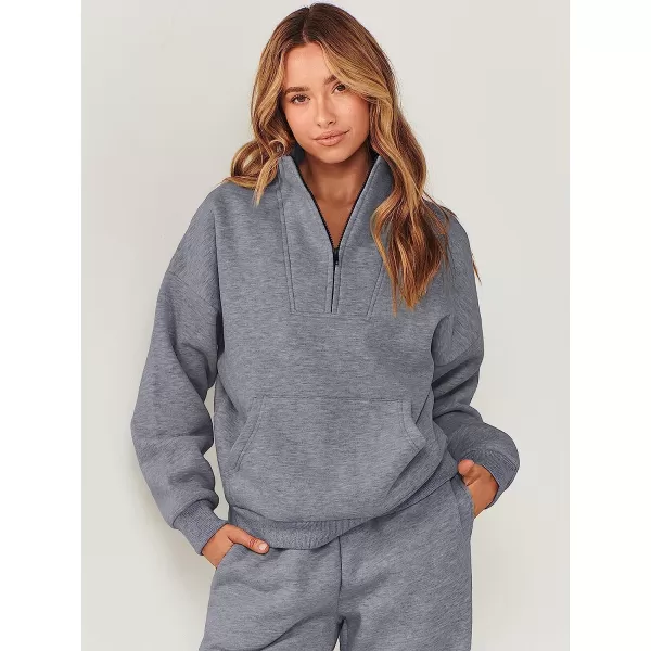 imageANRABESS Womens Sweatshirts Long Sleeve Oversized Fleece Half Zip Crop Hoodies Teen Girls Y2K Fall PulloverDark Grey