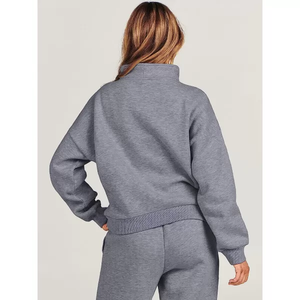 imageANRABESS Womens Sweatshirts Long Sleeve Oversized Fleece Half Zip Crop Hoodies Teen Girls Y2K Fall PulloverDark Grey