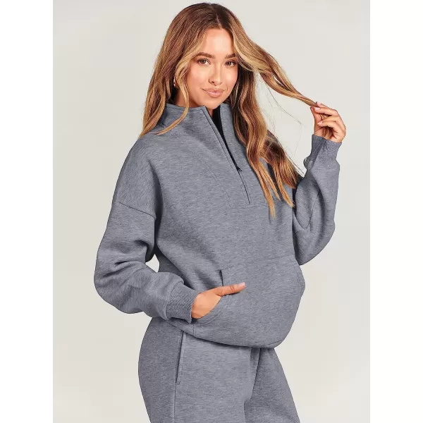 imageANRABESS Womens Sweatshirts Long Sleeve Oversized Fleece Half Zip Crop Hoodies Teen Girls Y2K Fall PulloverDark Grey