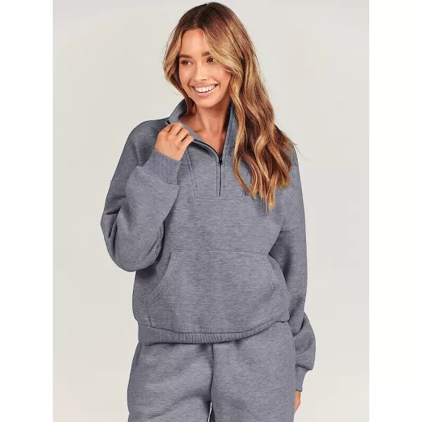 imageANRABESS Womens Sweatshirts Long Sleeve Oversized Fleece Half Zip Crop Hoodies Teen Girls Y2K Fall PulloverDark Grey
