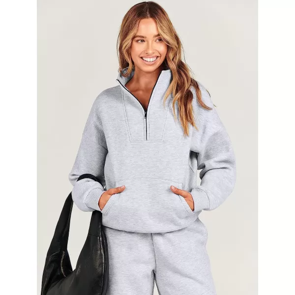 imageANRABESS Womens Sweatshirts Long Sleeve Oversized Fleece Half Zip Crop Hoodies Teen Girls Y2K Fall PulloverLight Gray