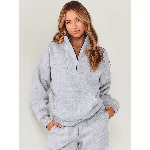 imageANRABESS Womens Sweatshirts Long Sleeve Oversized Fleece Half Zip Crop Hoodies Teen Girls Y2K Fall PulloverLight Gray