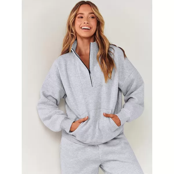 imageANRABESS Womens Sweatshirts Long Sleeve Oversized Fleece Half Zip Crop Hoodies Teen Girls Y2K Fall PulloverLight Gray