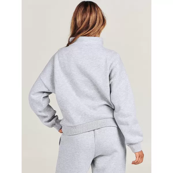 imageANRABESS Womens Sweatshirts Long Sleeve Oversized Fleece Half Zip Crop Hoodies Teen Girls Y2K Fall PulloverLight Gray