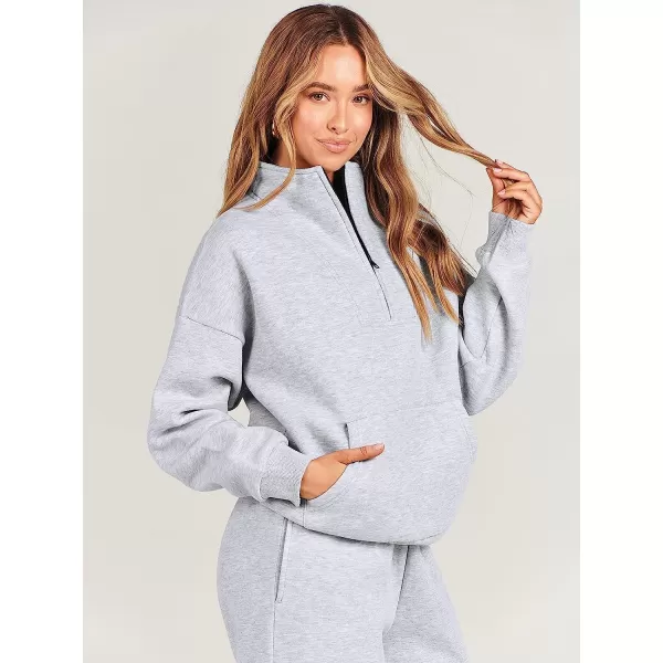 imageANRABESS Womens Sweatshirts Long Sleeve Oversized Fleece Half Zip Crop Hoodies Teen Girls Y2K Fall PulloverLight Gray