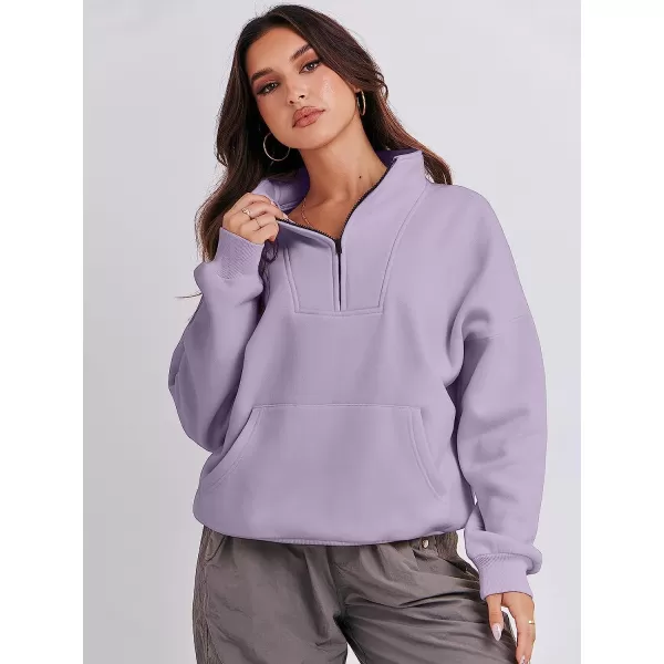 imageANRABESS Womens Sweatshirts Long Sleeve Oversized Fleece Half Zip Crop Hoodies Teen Girls Y2K Fall PulloverLight Purple