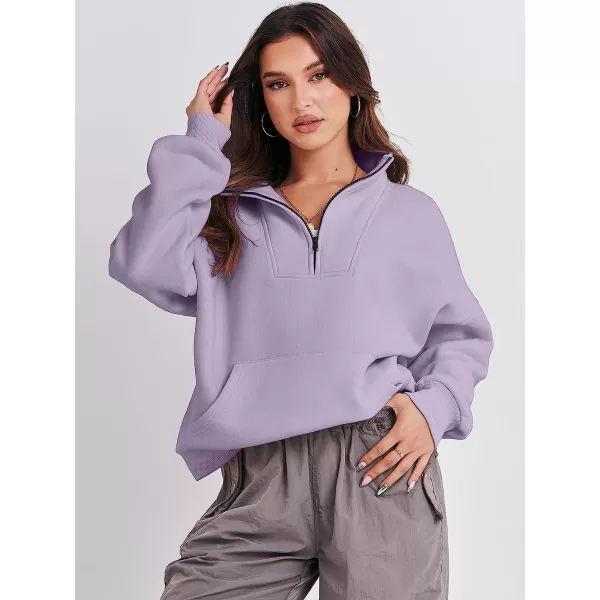 imageANRABESS Womens Sweatshirts Long Sleeve Oversized Fleece Half Zip Crop Hoodies Teen Girls Y2K Fall PulloverLight Purple