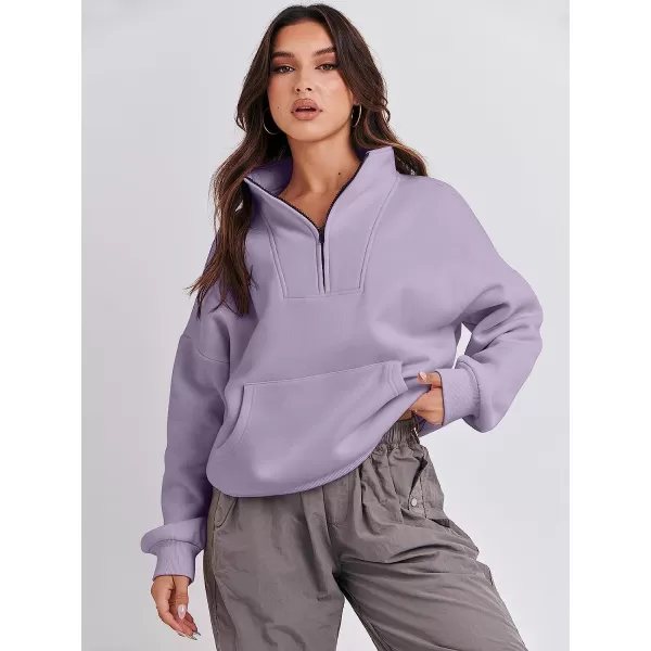 imageANRABESS Womens Sweatshirts Long Sleeve Oversized Fleece Half Zip Crop Hoodies Teen Girls Y2K Fall PulloverLight Purple