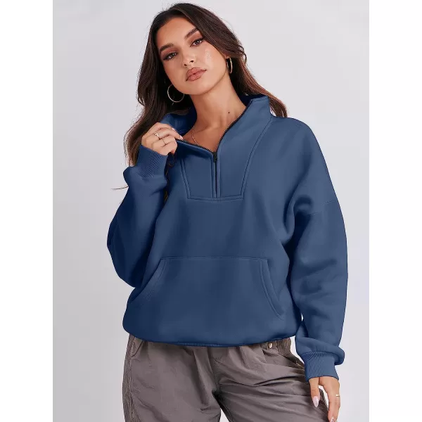 imageANRABESS Womens Sweatshirts Long Sleeve Oversized Fleece Half Zip Crop Hoodies Teen Girls Y2K Fall PulloverNavy Blue