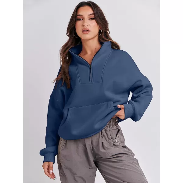 imageANRABESS Womens Sweatshirts Long Sleeve Oversized Fleece Half Zip Crop Hoodies Teen Girls Y2K Fall PulloverNavy Blue