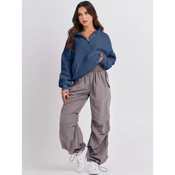 imageANRABESS Womens Sweatshirts Long Sleeve Oversized Fleece Half Zip Crop Hoodies Teen Girls Y2K Fall PulloverNavy Blue