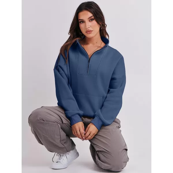 imageANRABESS Womens Sweatshirts Long Sleeve Oversized Fleece Half Zip Crop Hoodies Teen Girls Y2K Fall PulloverNavy Blue