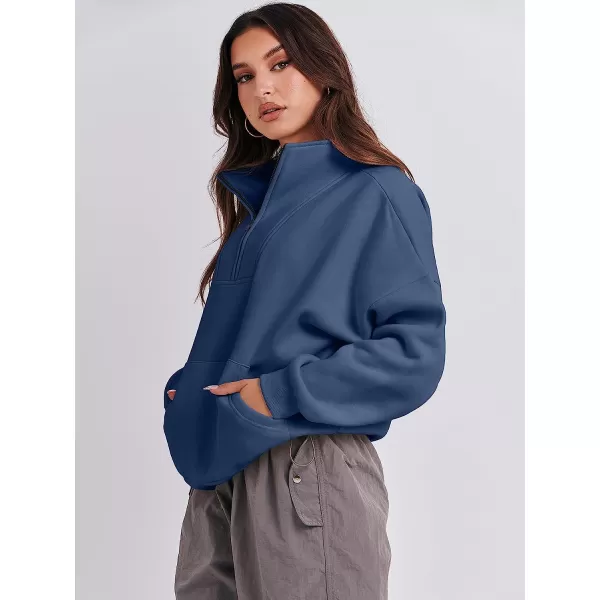 imageANRABESS Womens Sweatshirts Long Sleeve Oversized Fleece Half Zip Crop Hoodies Teen Girls Y2K Fall PulloverNavy Blue