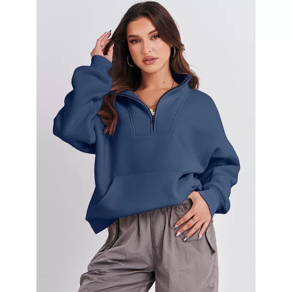 imageANRABESS Womens Sweatshirts Long Sleeve Oversized Fleece Half Zip Crop Hoodies Teen Girls Y2K Fall PulloverNavy Blue