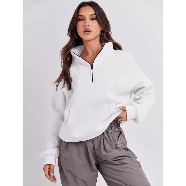 imageANRABESS Womens Sweatshirts Long Sleeve Oversized Fleece Half Zip Crop Hoodies Teen Girls Y2K Fall PulloverWhite
