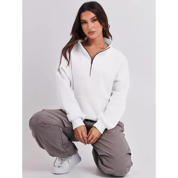 imageANRABESS Womens Sweatshirts Long Sleeve Oversized Fleece Half Zip Crop Hoodies Teen Girls Y2K Fall PulloverWhite