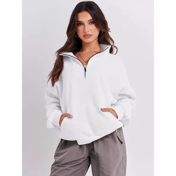 imageANRABESS Womens Sweatshirts Long Sleeve Oversized Fleece Half Zip Crop Hoodies Teen Girls Y2K Fall PulloverWhite