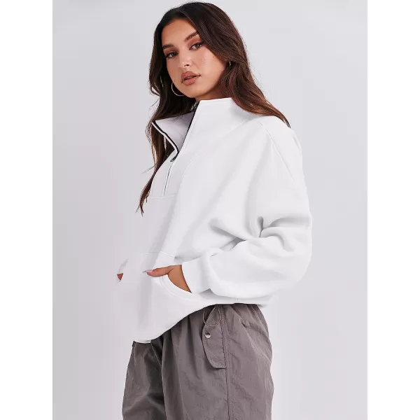 imageANRABESS Womens Sweatshirts Long Sleeve Oversized Fleece Half Zip Crop Hoodies Teen Girls Y2K Fall PulloverWhite