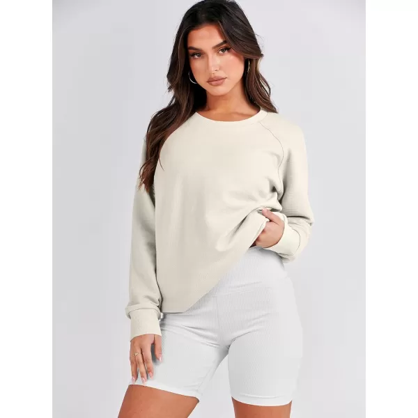 imageANRABESS Womens Sweatshirts Long Sleeve Tunic Tops Crew Neck Soft Pullover With Side Zipper Shirt Clothes 2023Apricot