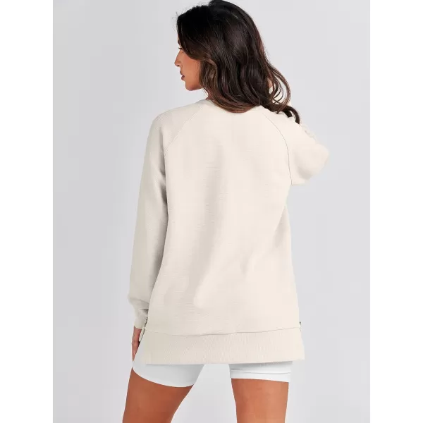 imageANRABESS Womens Sweatshirts Long Sleeve Tunic Tops Crew Neck Soft Pullover With Side Zipper Shirt Clothes 2023Apricot