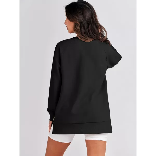 imageANRABESS Womens Sweatshirts Long Sleeve Tunic Tops Crew Neck Soft Pullover With Side Zipper Shirt Clothes 2023Back
