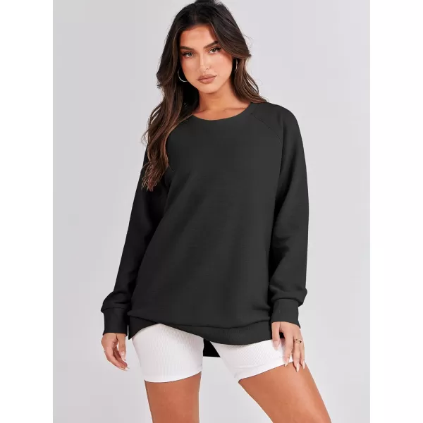 imageANRABESS Womens Sweatshirts Long Sleeve Tunic Tops Crew Neck Soft Pullover With Side Zipper Shirt Clothes 2023Back
