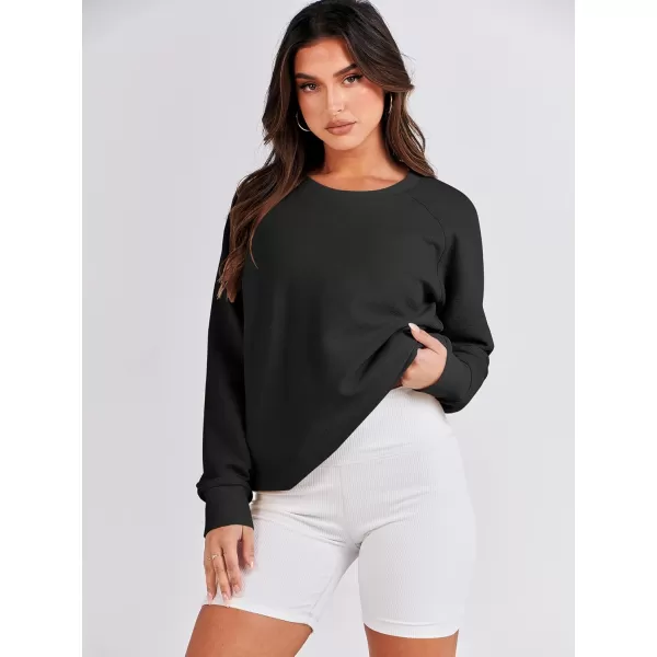 imageANRABESS Womens Sweatshirts Long Sleeve Tunic Tops Crew Neck Soft Pullover With Side Zipper Shirt Clothes 2023Back