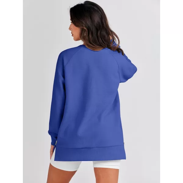 imageANRABESS Womens Sweatshirts Long Sleeve Tunic Tops Crew Neck Soft Pullover With Side Zipper Shirt Clothes 2023Blue