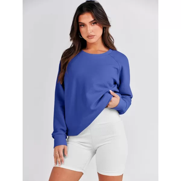 imageANRABESS Womens Sweatshirts Long Sleeve Tunic Tops Crew Neck Soft Pullover With Side Zipper Shirt Clothes 2023Blue