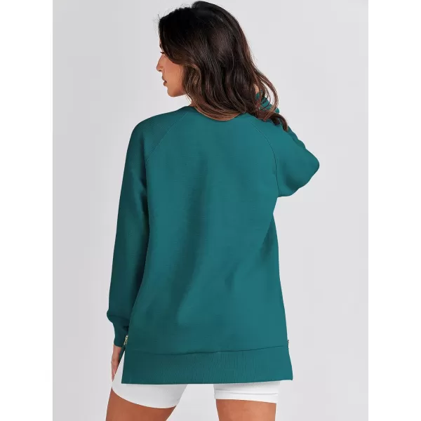 imageANRABESS Womens Sweatshirts Long Sleeve Tunic Tops Crew Neck Soft Pullover With Side Zipper Shirt Clothes 2023Dusty Blue