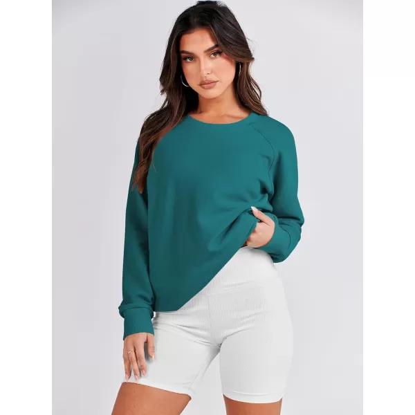 imageANRABESS Womens Sweatshirts Long Sleeve Tunic Tops Crew Neck Soft Pullover With Side Zipper Shirt Clothes 2023Dusty Blue