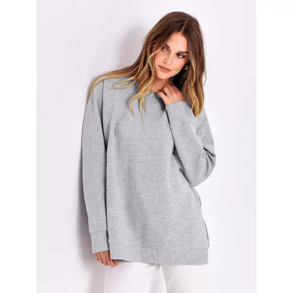 imageANRABESS Womens Sweatshirts Long Sleeve Tunic Tops Crew Neck Soft Pullover With Side Zipper Shirt Clothes 2023Gray