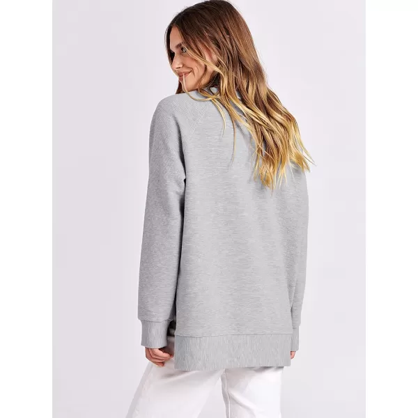 imageANRABESS Womens Sweatshirts Long Sleeve Tunic Tops Crew Neck Soft Pullover With Side Zipper Shirt Clothes 2023Gray