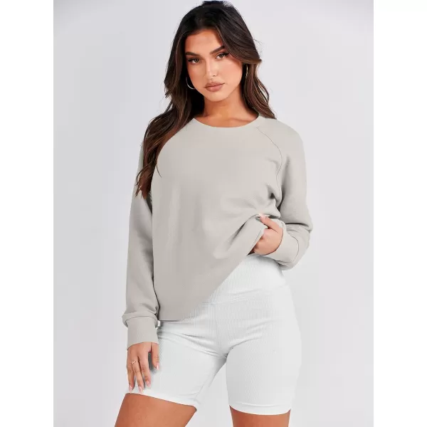 imageANRABESS Womens Sweatshirts Long Sleeve Tunic Tops Crew Neck Soft Pullover With Side Zipper Shirt Clothes 2023Grey