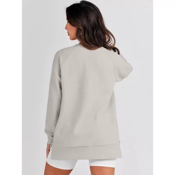 imageANRABESS Womens Sweatshirts Long Sleeve Tunic Tops Crew Neck Soft Pullover With Side Zipper Shirt Clothes 2023Grey