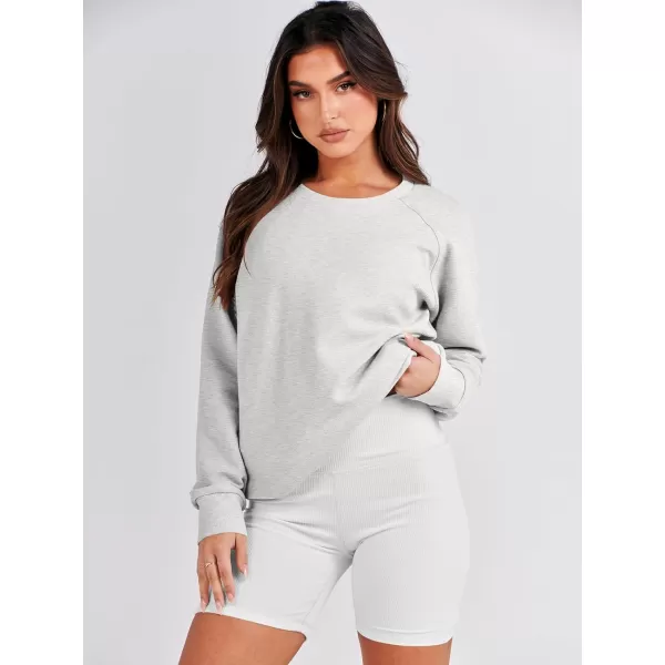 imageANRABESS Womens Sweatshirts Long Sleeve Tunic Tops Crew Neck Soft Pullover With Side Zipper Shirt Clothes 2023Light Gray