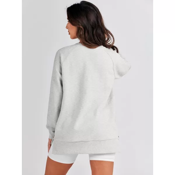 imageANRABESS Womens Sweatshirts Long Sleeve Tunic Tops Crew Neck Soft Pullover With Side Zipper Shirt Clothes 2023Light Gray