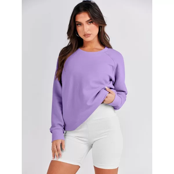 imageANRABESS Womens Sweatshirts Long Sleeve Tunic Tops Crew Neck Soft Pullover With Side Zipper Shirt Clothes 2023Purple