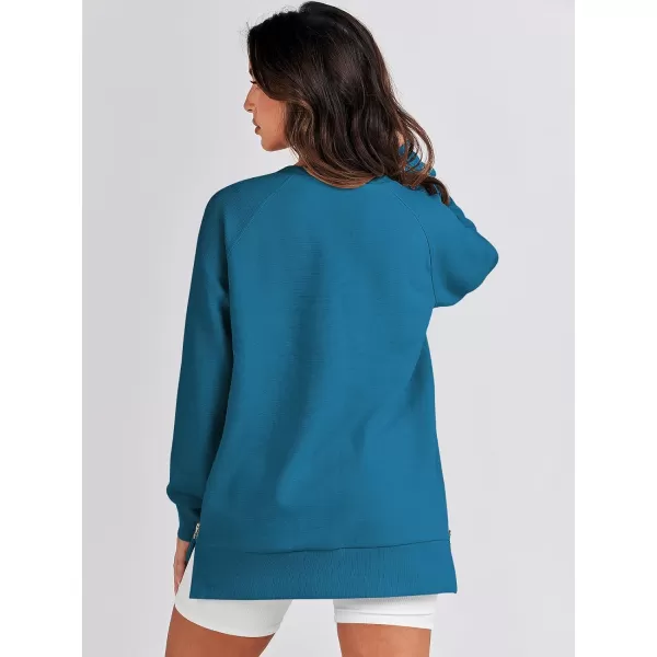 imageANRABESS Womens Sweatshirts Long Sleeve Tunic Tops Crew Neck Soft Pullover With Side Zipper Shirt Clothes 2023Sky Blue