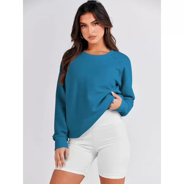 imageANRABESS Womens Sweatshirts Long Sleeve Tunic Tops Crew Neck Soft Pullover With Side Zipper Shirt Clothes 2023Sky Blue