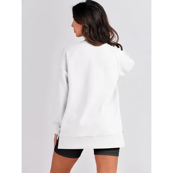 imageANRABESS Womens Sweatshirts Long Sleeve Tunic Tops Crew Neck Soft Pullover With Side Zipper Shirt Clothes 2023White