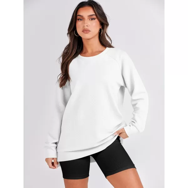 imageANRABESS Womens Sweatshirts Long Sleeve Tunic Tops Crew Neck Soft Pullover With Side Zipper Shirt Clothes 2023White