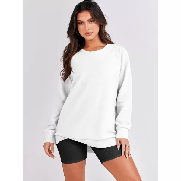 imageANRABESS Womens Sweatshirts Long Sleeve Tunic Tops Crew Neck Soft Pullover With Side Zipper Shirt Clothes 2023White