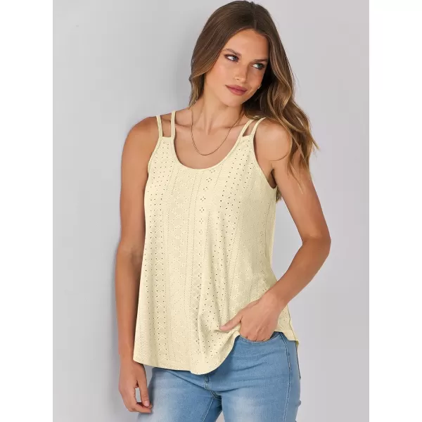 imageANRABESS Womens Tank Tops Eyelet Embroidery Casual Spaghetti Strap Camisoles Boho Flowy ShirtsApricot