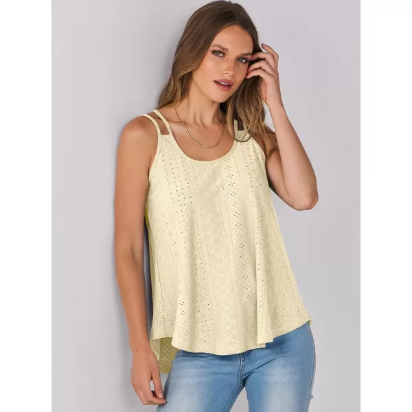imageANRABESS Womens Tank Tops Eyelet Embroidery Casual Spaghetti Strap Camisoles Boho Flowy ShirtsApricot