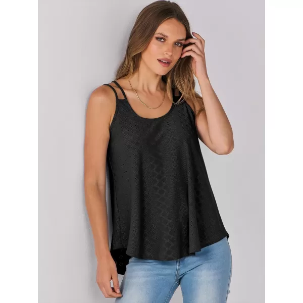 imageANRABESS Womens Tank Tops Eyelet Embroidery Casual Spaghetti Strap Camisoles Boho Flowy ShirtsBlack